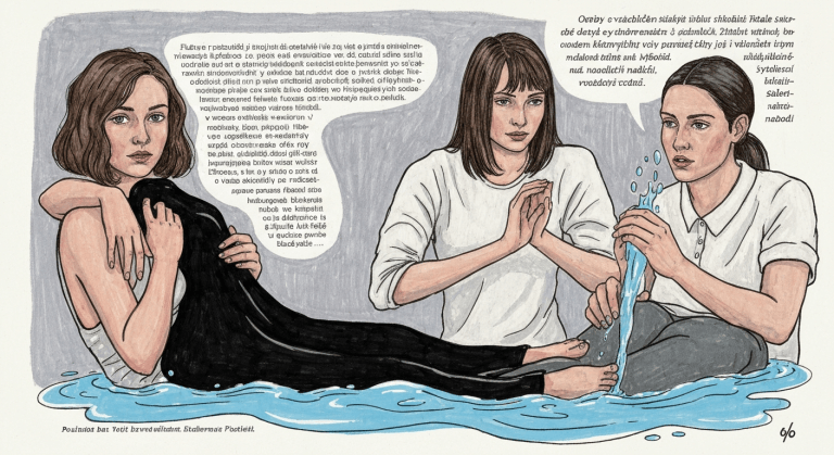 Ilustrace zdravé hydratace – osoba sklenice vody